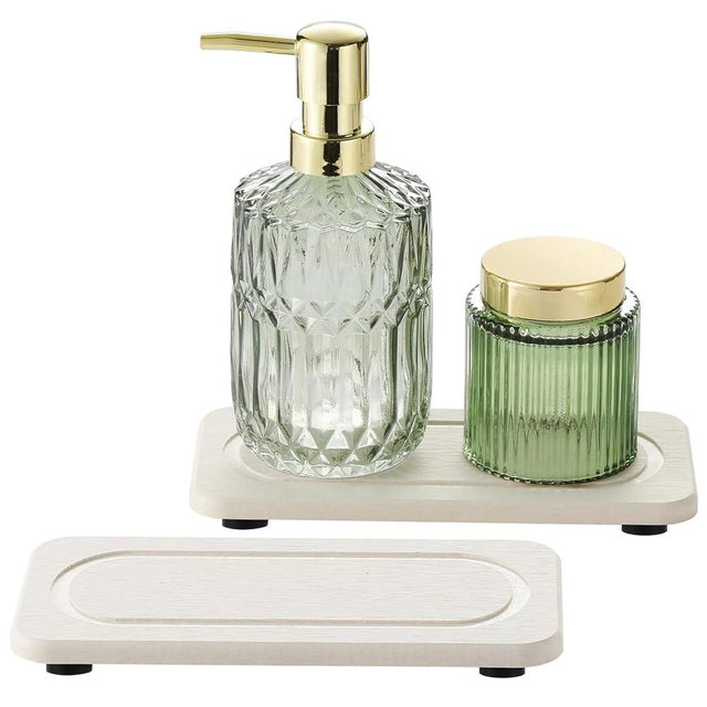 Homdiva 2Pack Diatomite Stone Decor Decorative Water Absorbing Sink Tray for Kitchen & Bathroom Counter, Quick Dry Soap Dish Makeup Vanity Caddy, Dispenser Sponge Holder Organizer, Beige - 8"x 3.8"