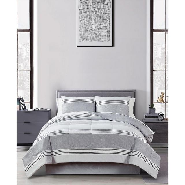 Keeco Douglas Stripe Greyscale 8 Piece Reversible Comforter Sets, Created for Macy's