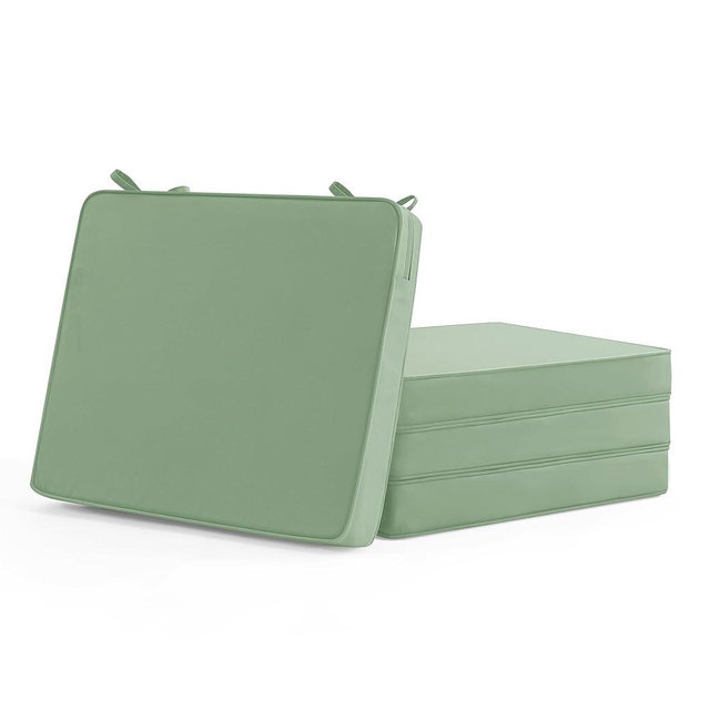 Outdoor Chair Cushions Set of 4: Waterproof & Fade Resistant Seat Cushion for Patio Furniture - 18.5 x 16 x 2 Inch Chair Pads with Ties and Hidden Zipper - Patio Chair Cushion Replacement, Sage Green