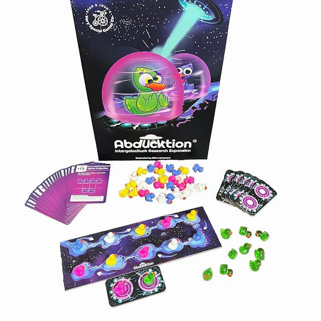 Abducktion - IntergalacDuck Research Expansion Pack, 25-30 Minutes, Additional Cards, 2 More Boards for up to 6 Players, and Glitter Ducks!