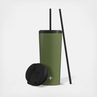 Vacuum Insulated Tumbler with Flip Lid & Straw