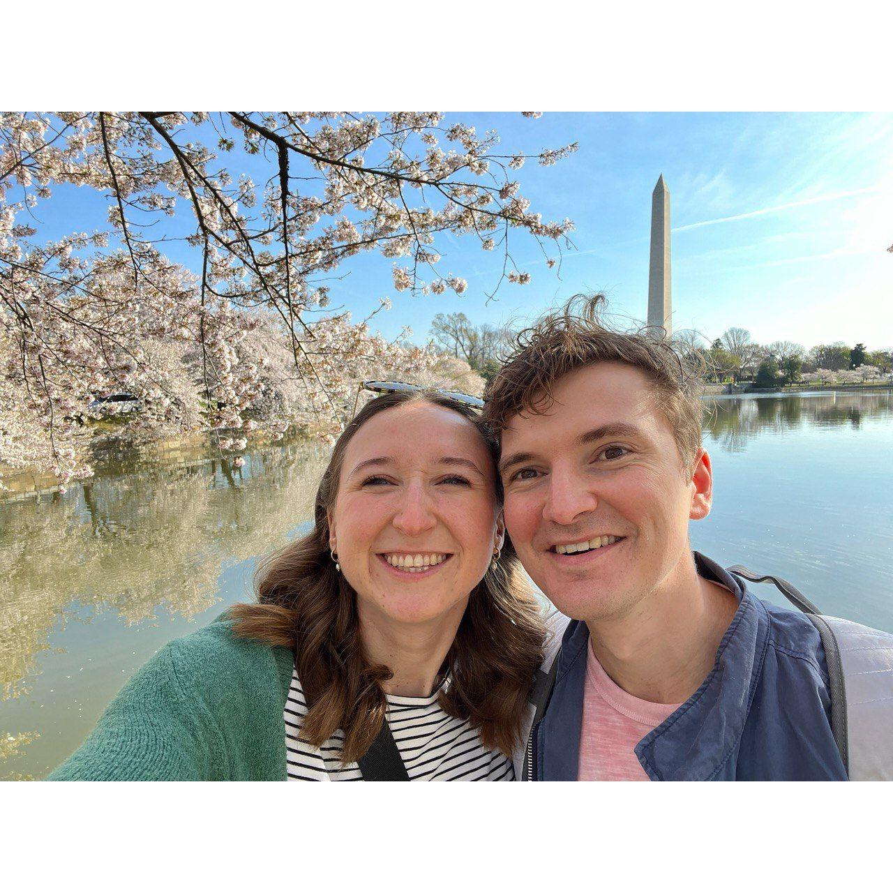 We love taking day trips! This was in Washington, D.C. during the cherry blossom festival.