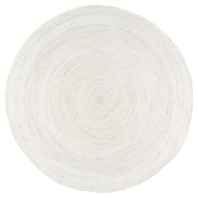 White Solid Woven Round Accent Rug - (4')- nuLOOM