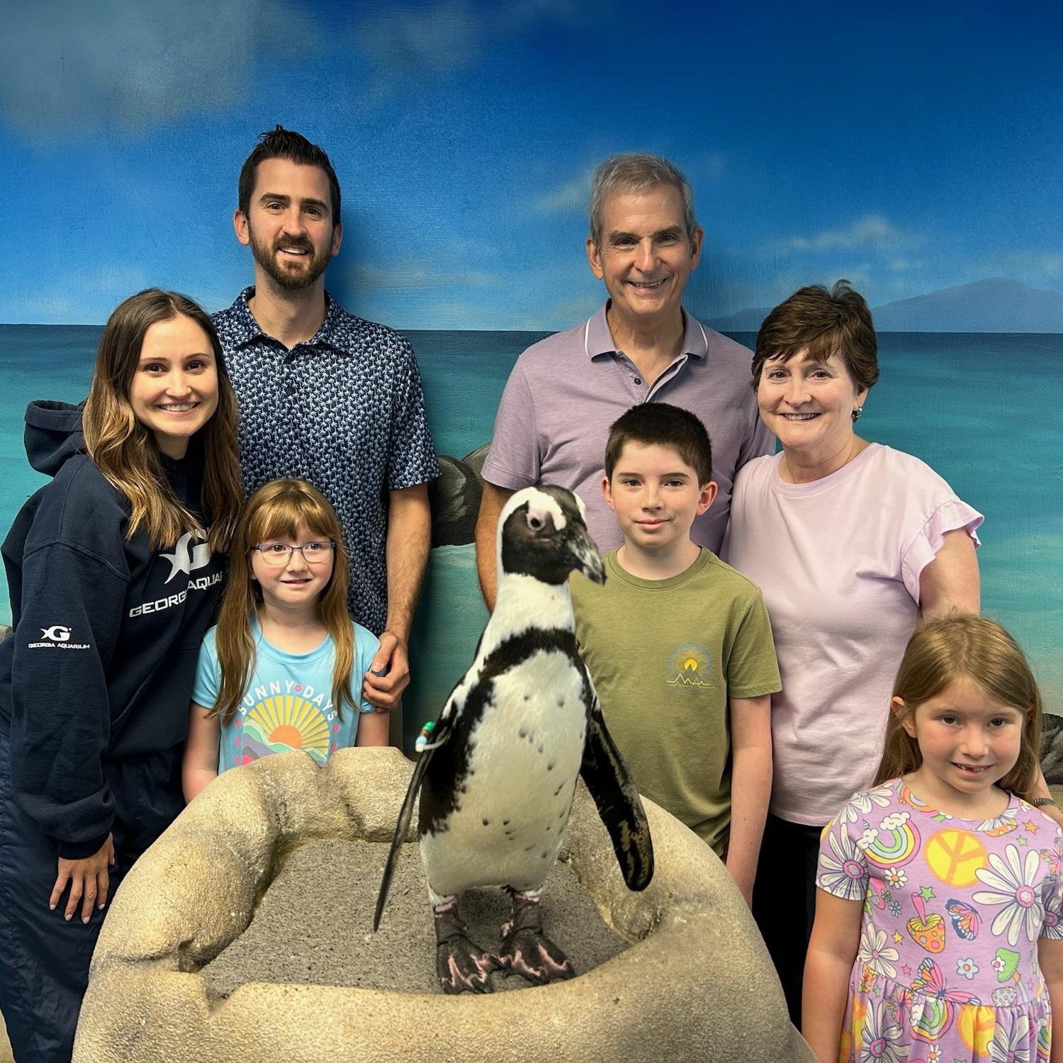 Backstage penguin experience with Andy's nieces & nephew