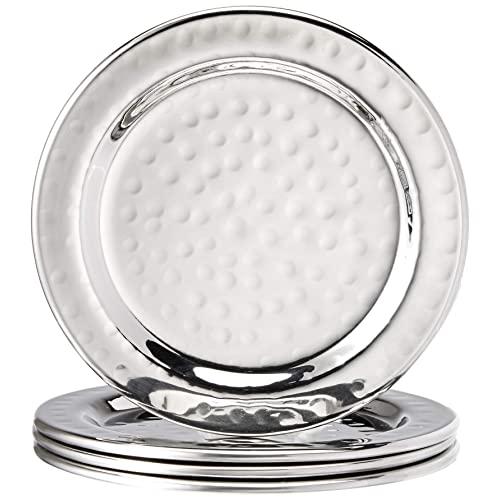 Elegance Hammered 4-Inch Stainless Steel Coasters, Set Of 4