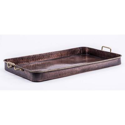 Old Dutch 24&#34; x 15.3&#34; Iron Antique Serving Tray with Brass Handles Copper
