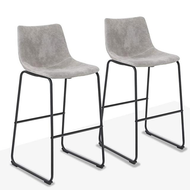 ALPHA HOME Bar Stools Set of 2 Bar Chair 30 Inches Bar Height Stools Pub Kitchen Island Stools Chairs, Dining Room Furniture 350 lbs Capacity, Grey