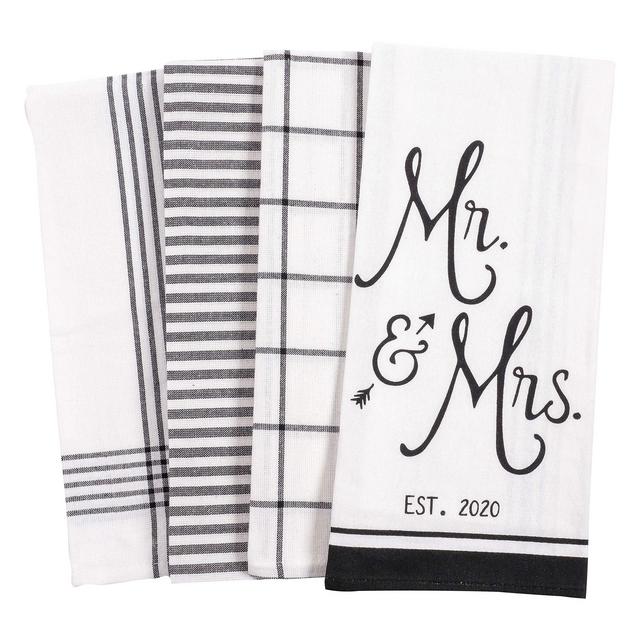 KAF Home Baker Lane Bridal Kitchen Dish Towel Set of 4, 100-Percent Cotton, 18 x 28-inch (Mr. Mrs. Established 2020)