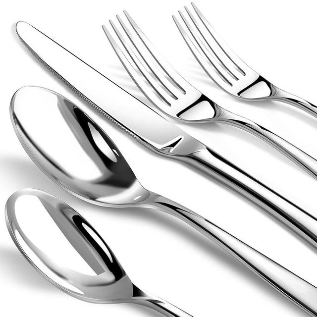 Silverware Set for 8, Heavy Duty 18/10 Stainless Steel Cutlery Set Flatware Set,40 Piece Premium Silverware, Mirror Polished Modern Cutlery include Fork Knife Spoon Set,Dishwasher Safe