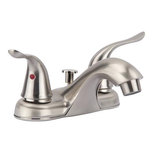 Plumb Works® Two-Handle 4" Centerset Brushed Nickel Bathroom Faucet