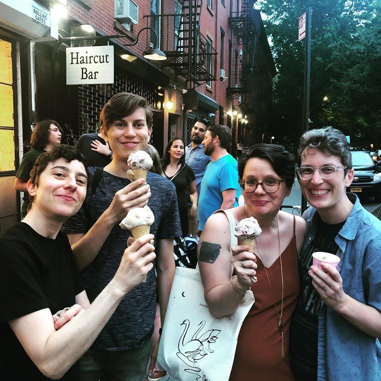 Ice cream with our friends Camille and Helen in 2019
