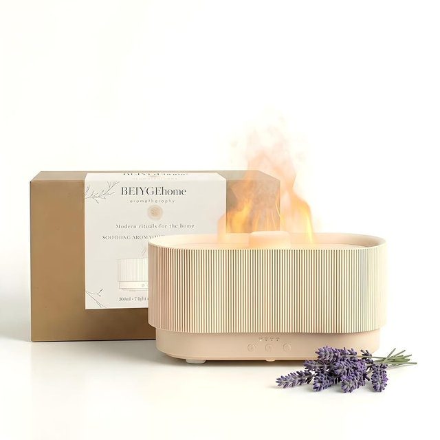 BEIYGE 8 Colour Aromatherapy Diffuser, Essential Oil Diffusers for Home, Desk Humidifier, Flame Diffuser, Ultrasonic Diffuser, Aroma Diffuser for Home, Fire Diffuser 300ml