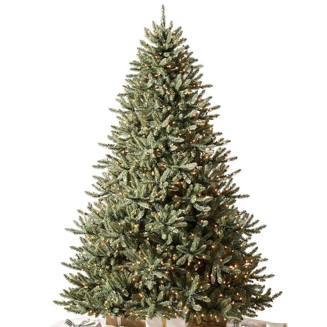 Balsam Hill 9ft Pre-Lit Classic Blue Spruce - Artificial Christmas Tree with 1500 Clear Incandescent Lights, Easy Plug Technology, Premium Stand for Indoor Holiday Decorating