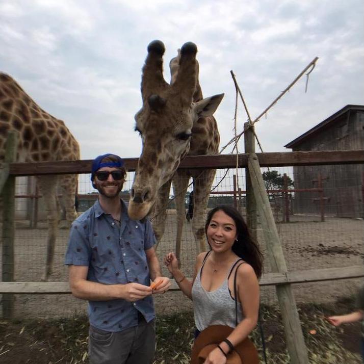 September 2017: Celebrating 7 years at BB Bryan Preserve with giraffe kisses.