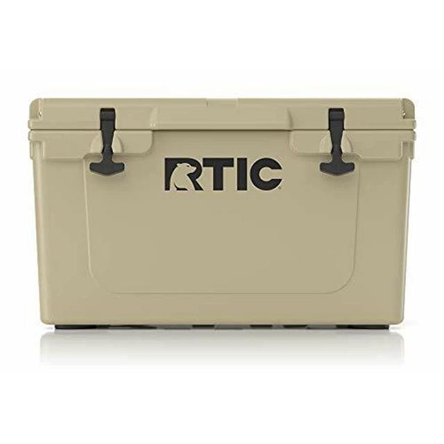 RTIC Hard Cooler, 45 qt, Tan, Ice Chest with Heavy Duty Rubber Latches, 3 Inch Insulated Walls
