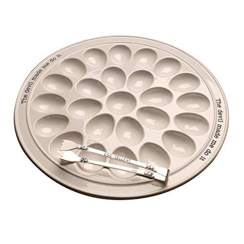 Mud Pie 40700094 Circa Round Plate Set Deviled Egg Tray, 14.25" diameter, white