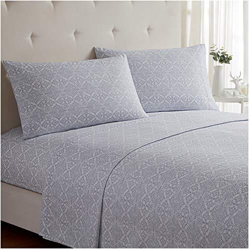 Mellanni Bed Sheet Set - Brushed Microfiber 1800 Bedding - Wrinkle, Fade, Stain Resistant - 4 Piece (King, Laced Sky Blue)