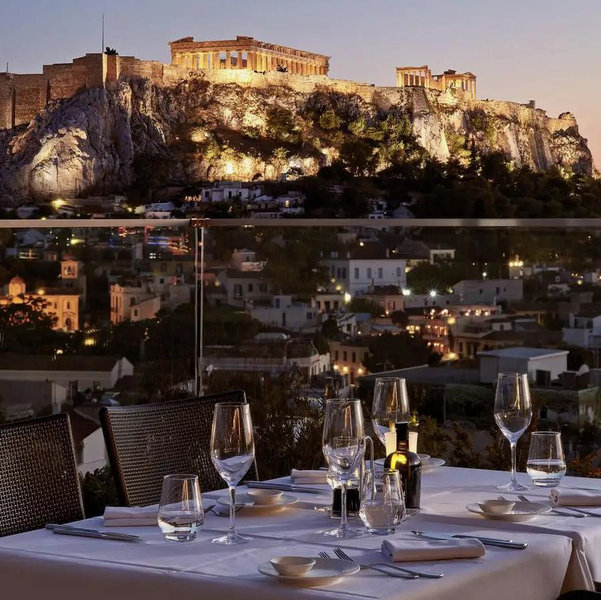 Sunset Dinner with a Beautiful View of the Acropolis