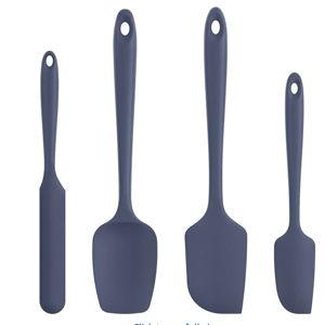 Heat Resistant Silicone Spatula Set: U-Taste 600ºF High Temp Seamless Food Grade Food Grade Flexible Rubber Silicon Kitchen Cooking Mixing Baking Scraper for Nonstick Cookware Set of 4 (Midnight Blue)