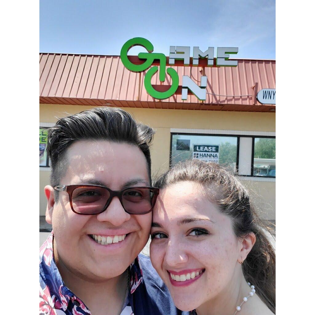 Our first date spot! I kicked Carlos' butt in Mortal Kombat.