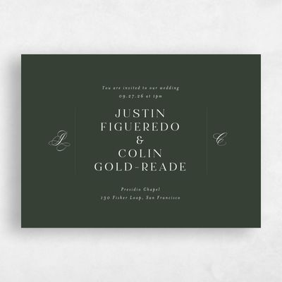 Deep Forest, Green Wedding Invitation - Cortona Landscape