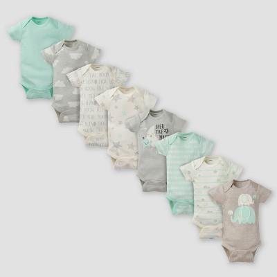 Newborn Gerber 8pk Onesies Bodysuit Elephants Short Sleeve
