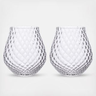 Phoebe Tulip Stemless Wine Glass, Set of 2