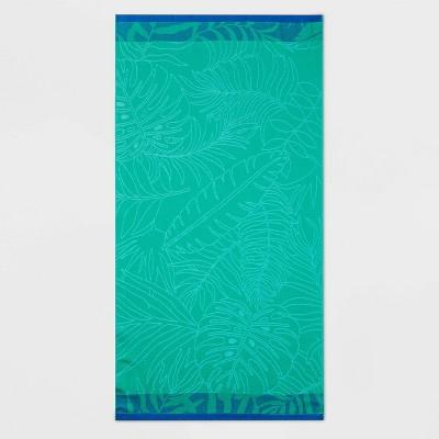 XL Palm Print Sand Resistant Beach Towel Green - Sun Squad™