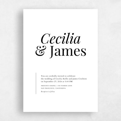 White Wedding Invitation - Brunswick Portrait