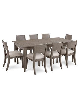 Tribeca Grey Expandable Dining Furniture, 9-Pc. Set (Dining Table & 8 Side Chairs), Created for Macy's
