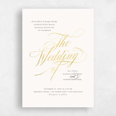 Beige Wedding Invitation - Clifton Portrait Foil