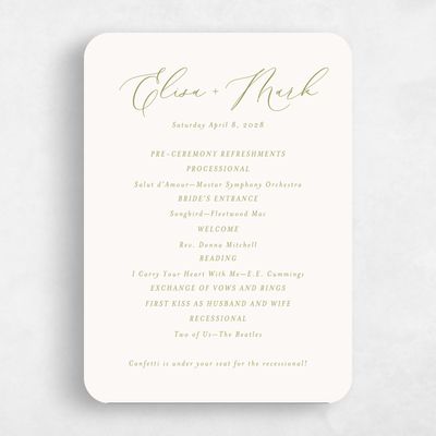 Green Rounded Wedding Program - Marlow