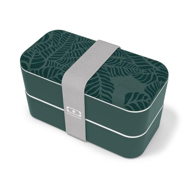 MONBENTO - Bento Box MB Original Jungle with Compartments - 2 Tier Leakproof Lunch Box for Work/School and Meal Prep - BPA Free - Food Grade Safe - Nature Pattern - Green