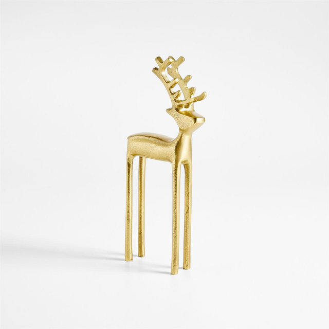 Brass Finish Holiday Reindeer Decoration 10.5"