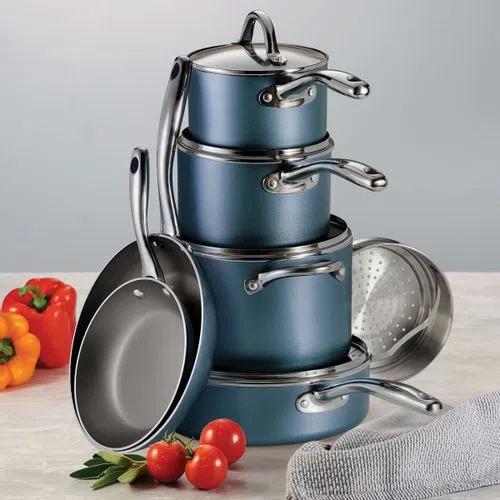 11 Pc Nonstick Cookware Set- Blue