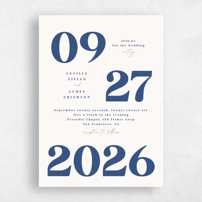 Dusty Cobalt, Blue Wedding Invitation - Bolduc Portrait