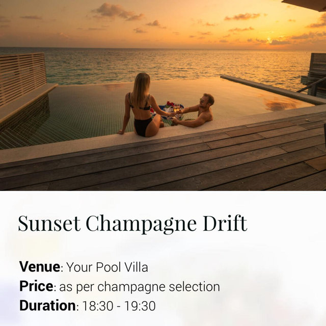 Sunset champagne on honeymoon
