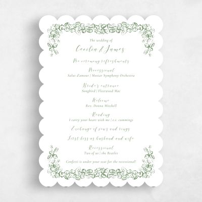 Green Scalloped Wedding Program - Brier