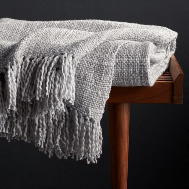 Styles Ecru Fringe Throw Blanket