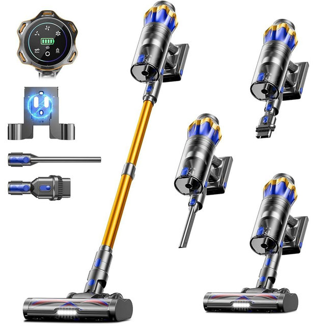 Cordless Vacuum Cleaner, Upgraded 650W 55KPA 70Mins Cordless Stick Vacuum Cleaner with Self-Standing and Touch Screen, Anti-tangle Wireless Vacumm, Vacuum Cleaners for Home/Pet Hair/Carpets/Floors