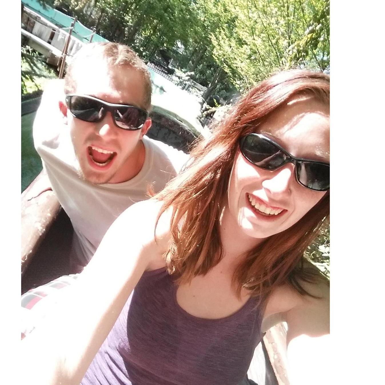 Getting soaked on water rides together!
