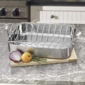 Cuisinart Multiclad Pro Triple Ply Stainless Cookware 16-inch Roasting Pan Skillet, Rectangular Roaster w/Rack