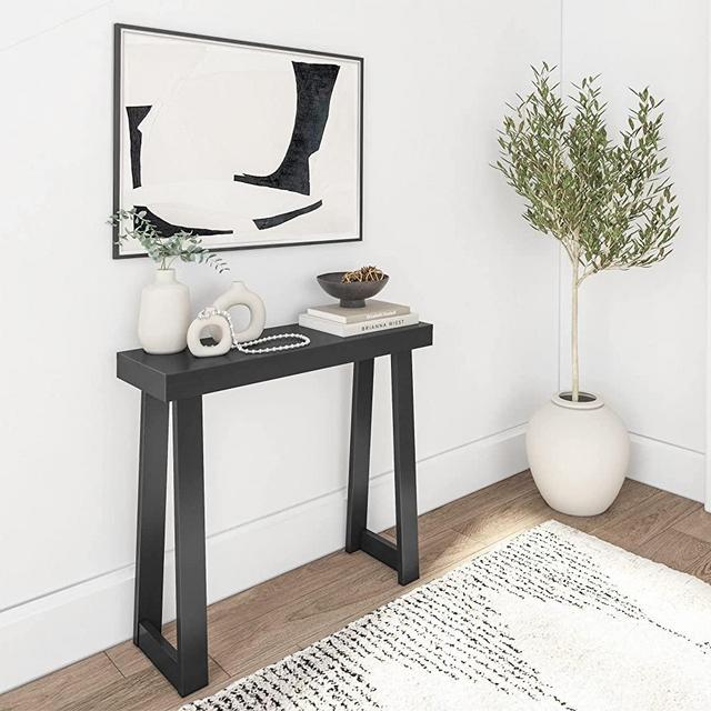 Plank+Beam Solid Wood Console Table, 36”, Sofa Table, Narrow Entryway Table for Hallway, Behind the Couch, Living Room, Foyer, Easy Assembly, Black
