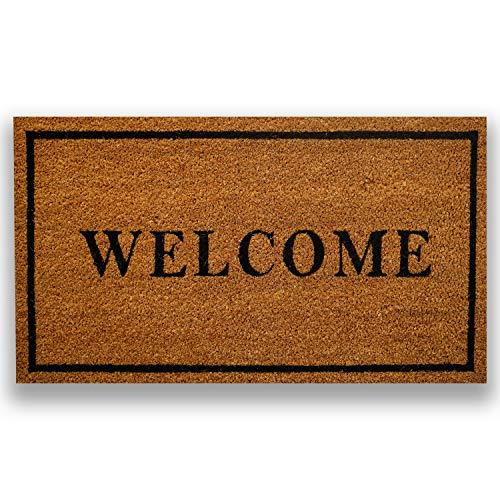 Pure Coco Coir Doormat with Heavy-Duty PVC Backing - Welcome - Size: 17-Inches x 30-Inches - Pile Height: 0.6-Inches - Perfect Color/Sizing for Outdoor/Indoor uses.