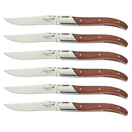 Laguiole Stainless Rose Wood Steak Knives (Set of 6)