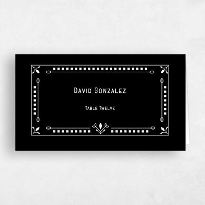 Black Wedding Place Card - Augusta