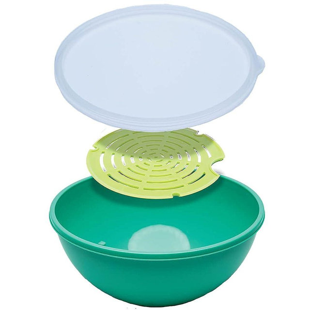 Jokari Perfect Salad Bowl Set with Easy Draining Lid Keeps Your Mix of Fruits and Veggies Fresh and Crisp for Days. Set Includes Plastic Colander Style Strainer Plate that Nests Inside the Bowl