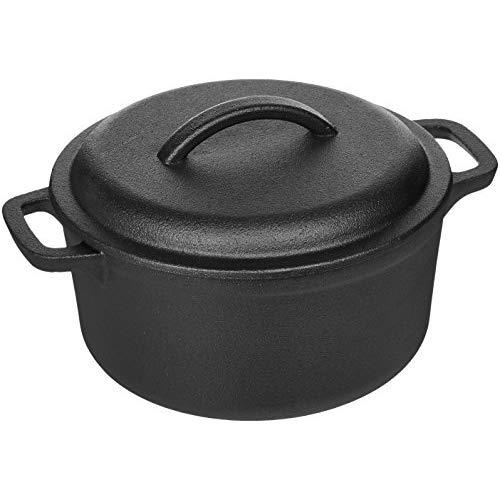 AmazonBasics Pre-Seasoned Cast Iron Dutch Oven with Dual Handles - 2-Quart
