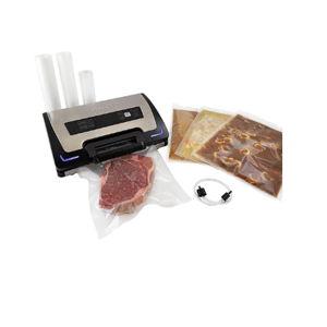 Nesco Premium Vacuum Sealer Kit featuring LiquidLock™, Includes large variety of Bags and Rolls VS-22LB, Built-in Canister Sealing Function
