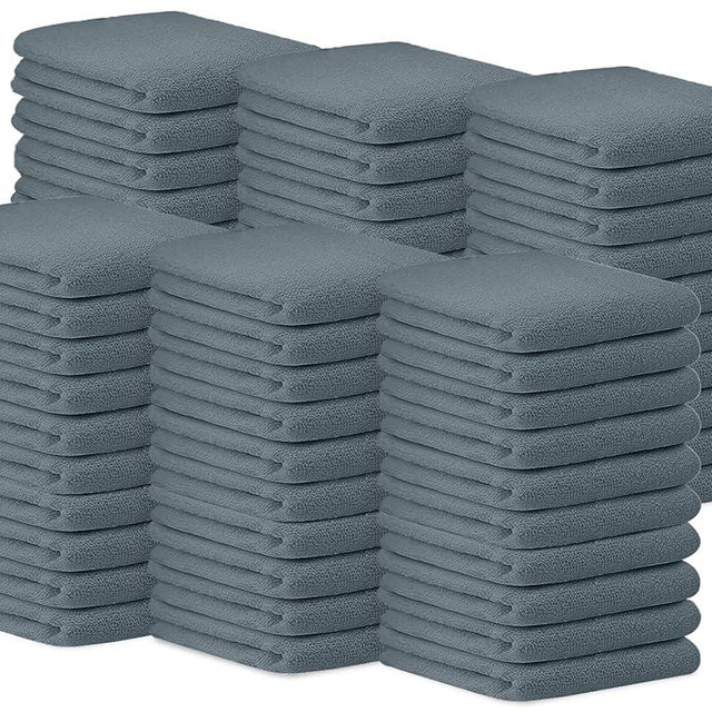 Avalon Towels Terry Bar Mop Towels (Value Pack of 60) Size 14"x17" – Absorbent and Durable, Multipurpose Cleaning Rags, Cotton Cleaning Cloths, Terry Cloth Rags, Reusable Shop Rag (Grey)